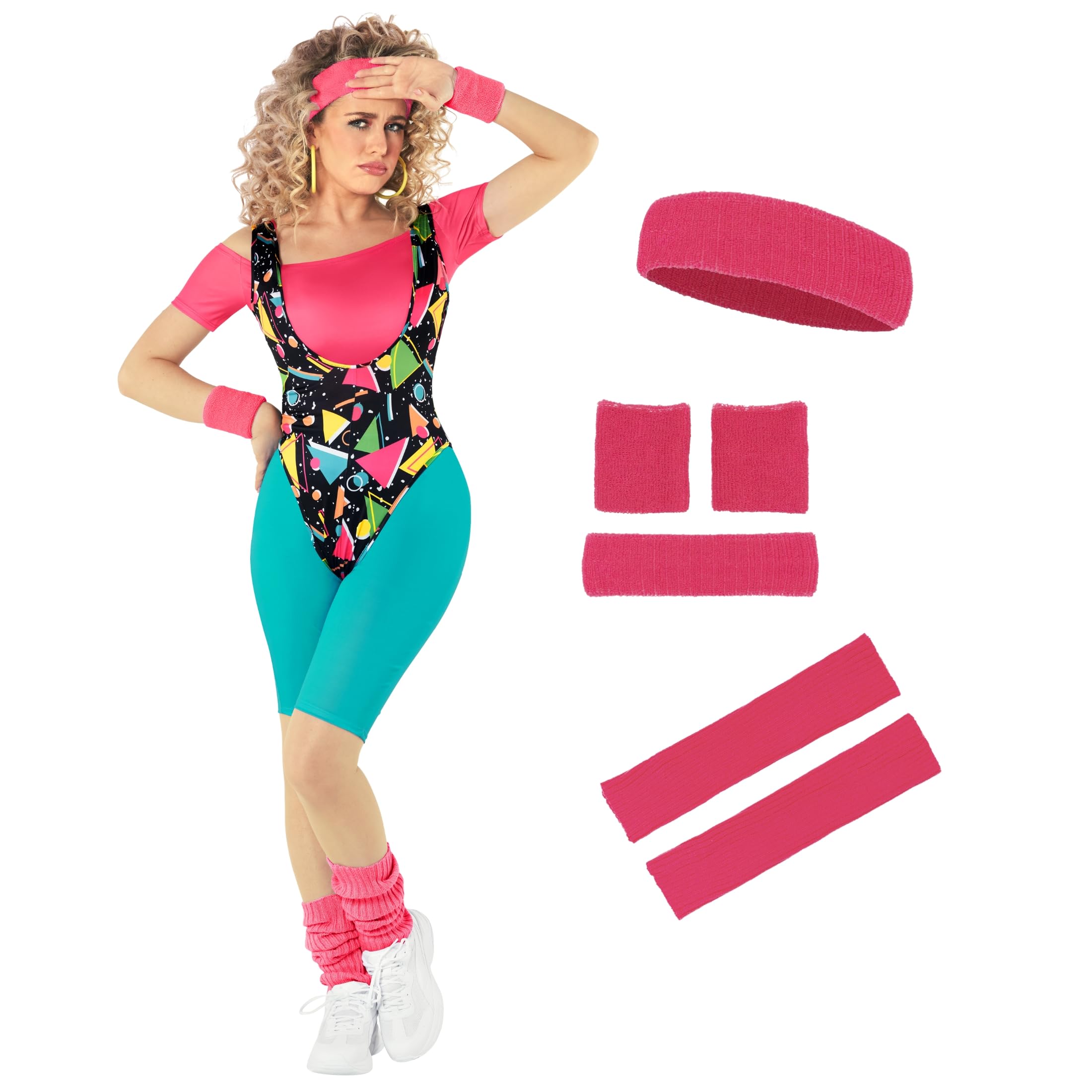 Morph Disfraz 80s Mujer, Con Accesorios 80s, Traje Retro para Fiesta y Halloween