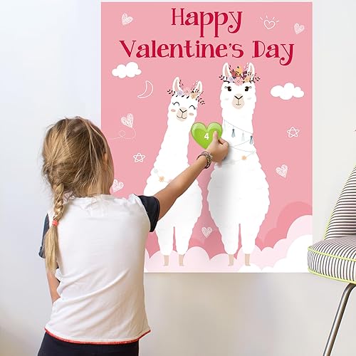 Miniatura 5 de Juegos de fiesta del día de San Valentín – Pin The Hearts on the Llama – V-Day Game School Class Activity Supplies Favores