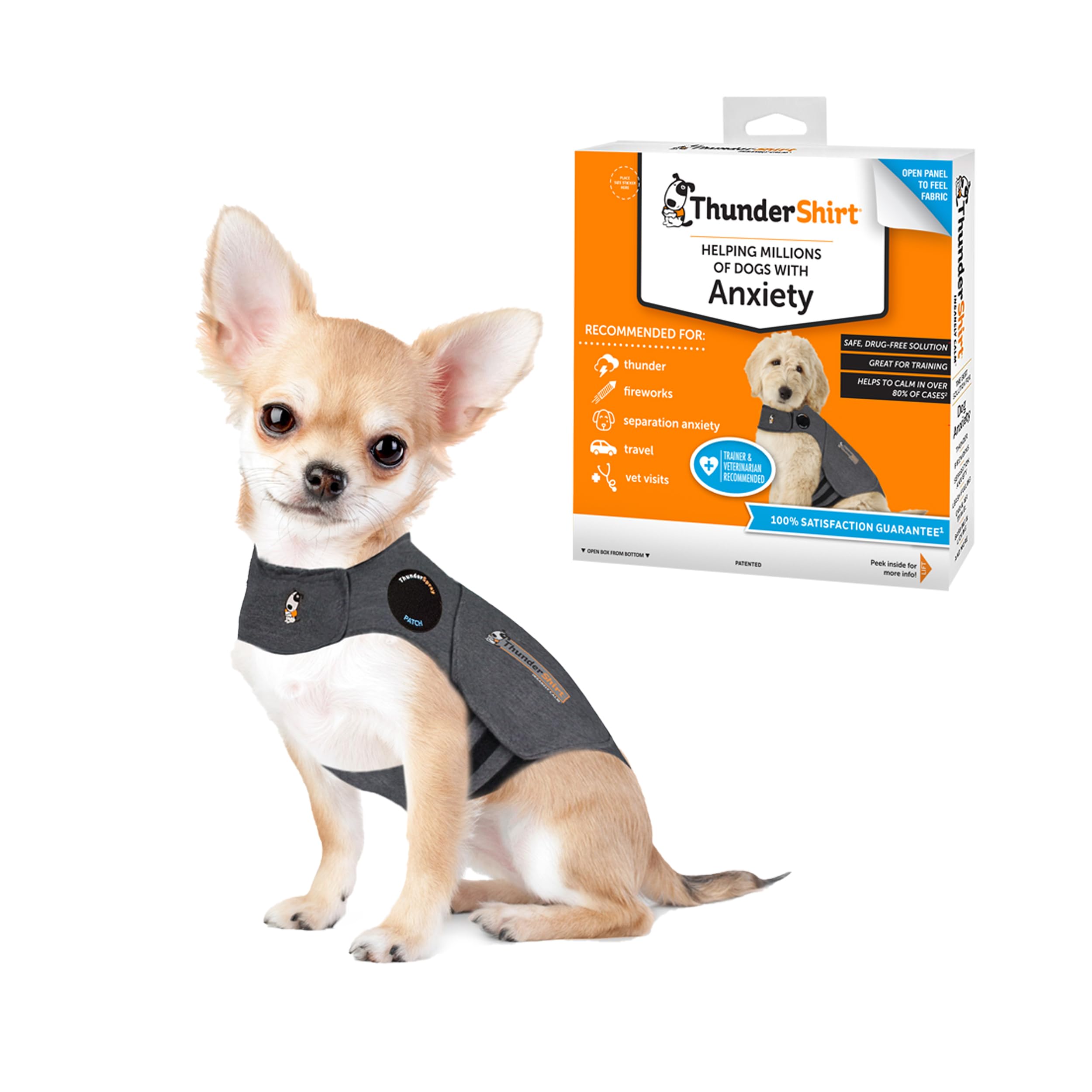 ThunderShirt Köpekler için, XX Small, Heather Grey Classic - Köpek Anksiyete Yeleği