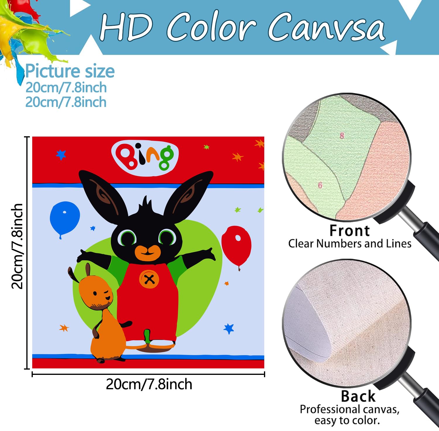MIZT Bing Bunny Kids Paint by Numbers Kit, Contains 1 Pre-Printed