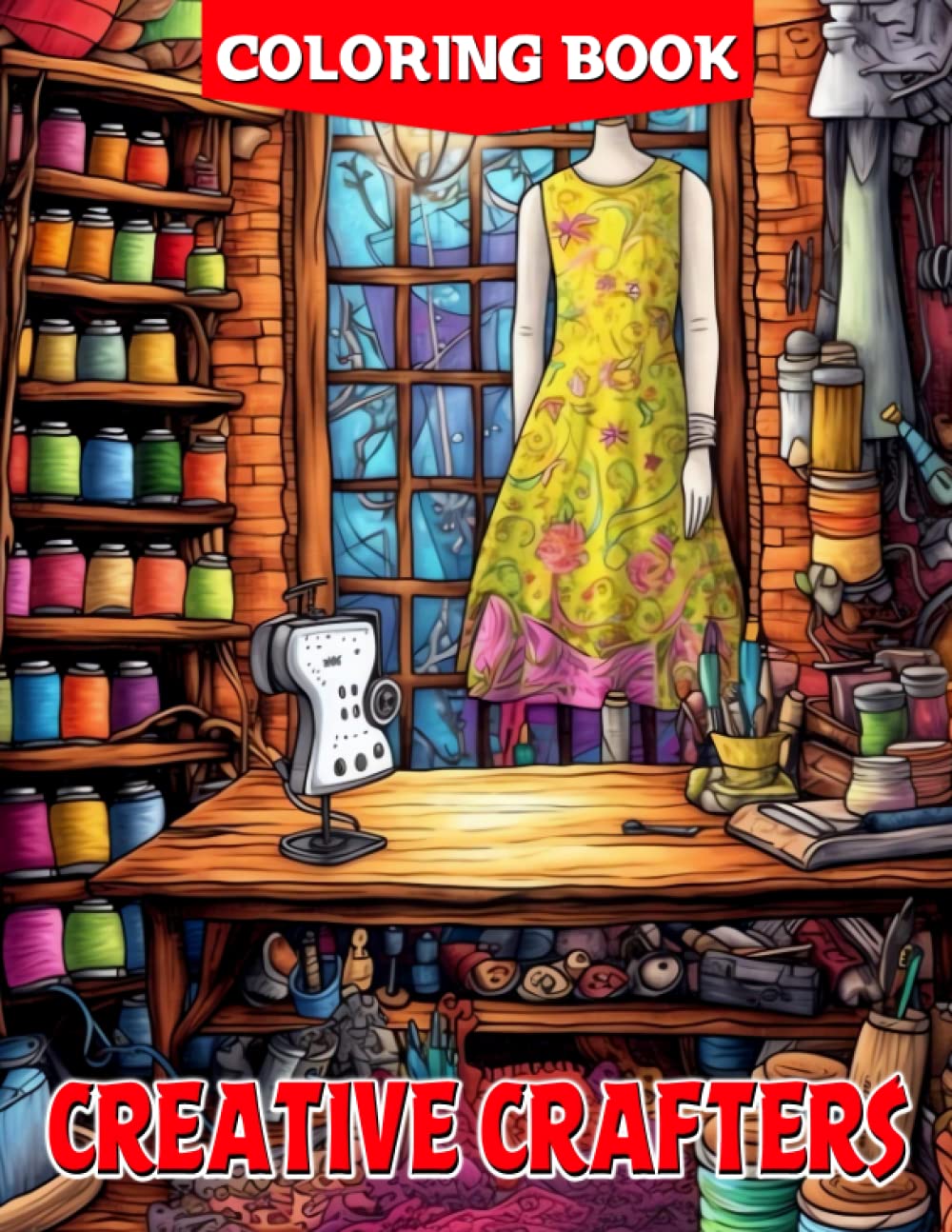 Creative Crafters Coloring Book: Unleash Your Creativity and Unwind with Beautiful Designs of Knitting, Sewing and Crocheting