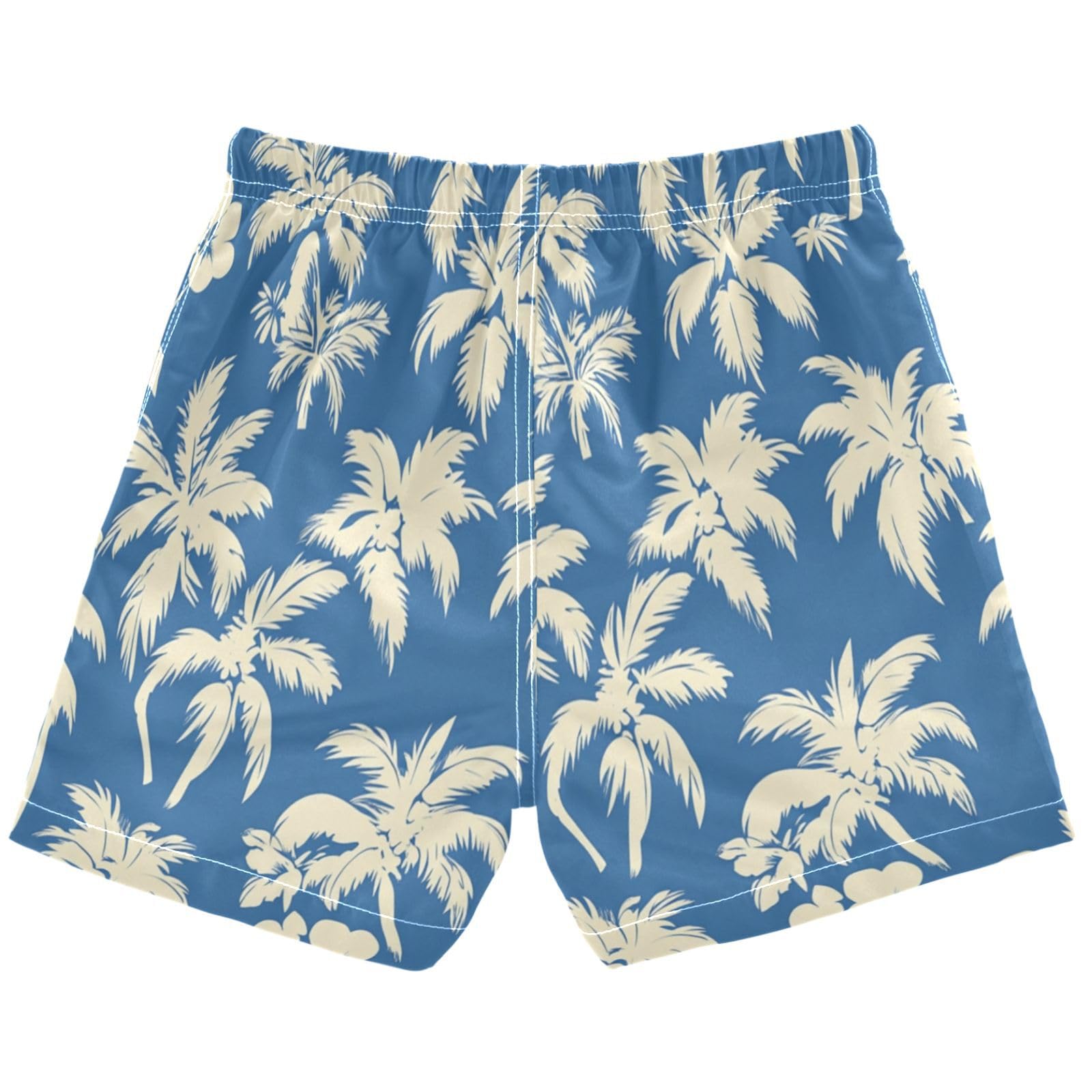 Pigsaly Boys Swim Trunks Blue Leaves Flower Summer Tropical Palm Trees Toddler Beach Board Shorts Summer Bathing Suit 3T