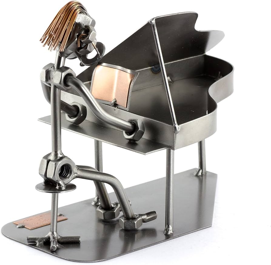 Steelman24 I Omini di Viti Suonatore di Piatti I Idee Regalo Originale I Soprammobili in Metallo I Modellino