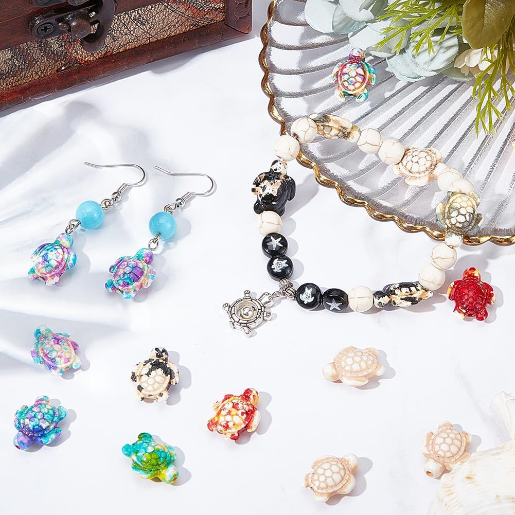 SUNNYCLUE 1 Box 70Pcs 7 Colors Turtle Beads Bulk Sea Turtle Bead Charms Synthetic Turquoise Ocean Animal Tortoise Loose Spacer Beads for DIY Crafts Jewelry Necklace Bracelet Making Bead Assortments - Image 4