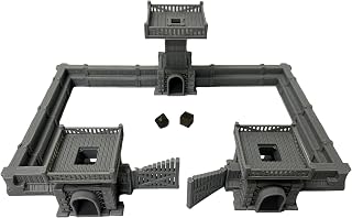 HAUTICO Medieval Tabletop Battle Wall Terrain Set, Miniature Scenery for RPG Tabletop Wargames, Paintable Gaming Accessory