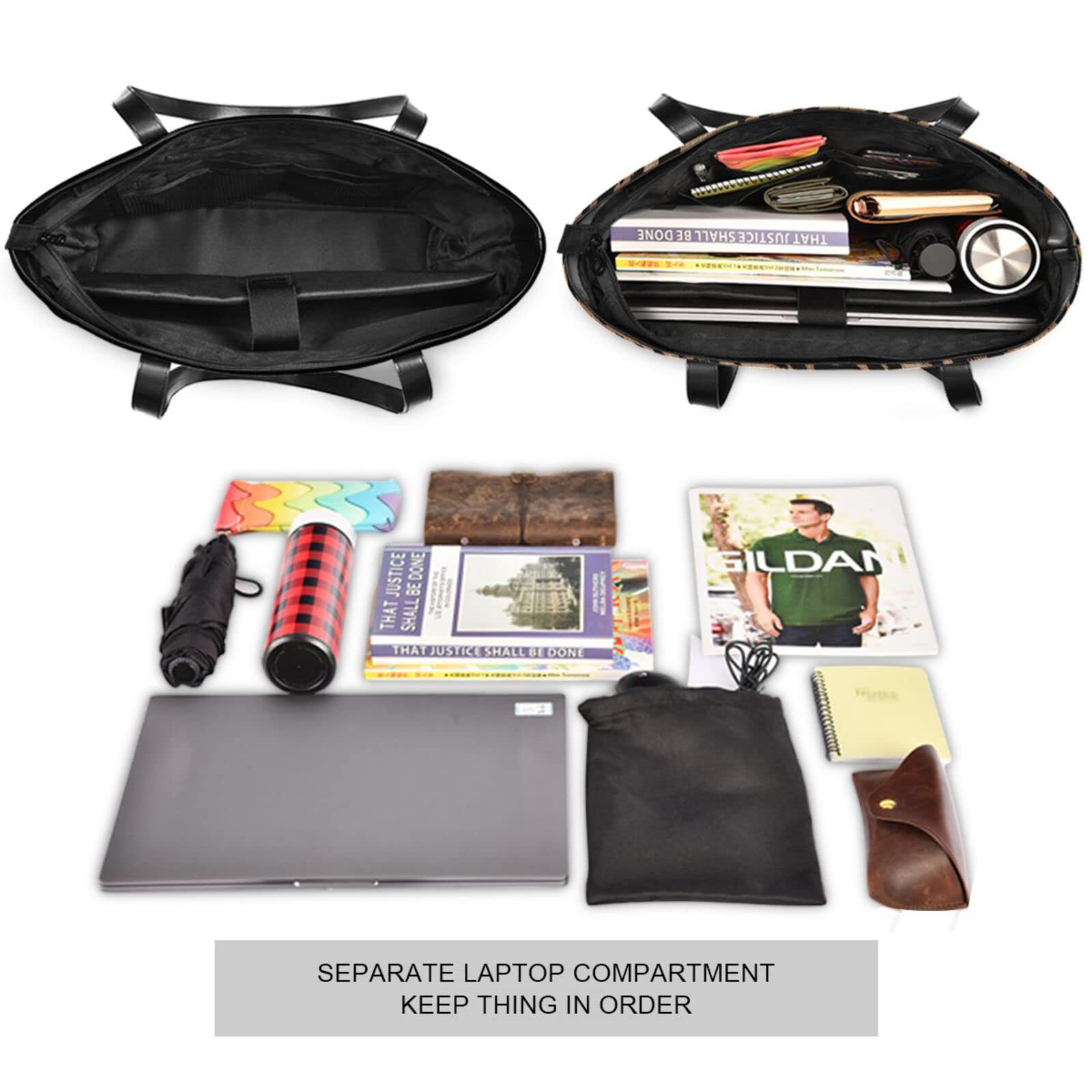Damen-Handtasche mit Leopardenmuster, Tiermotiv, Leinen, Laptop-Tragetasche, Rei?verschluss, Reise-Schultertasche, Einkaufstasche, 39,6 cm