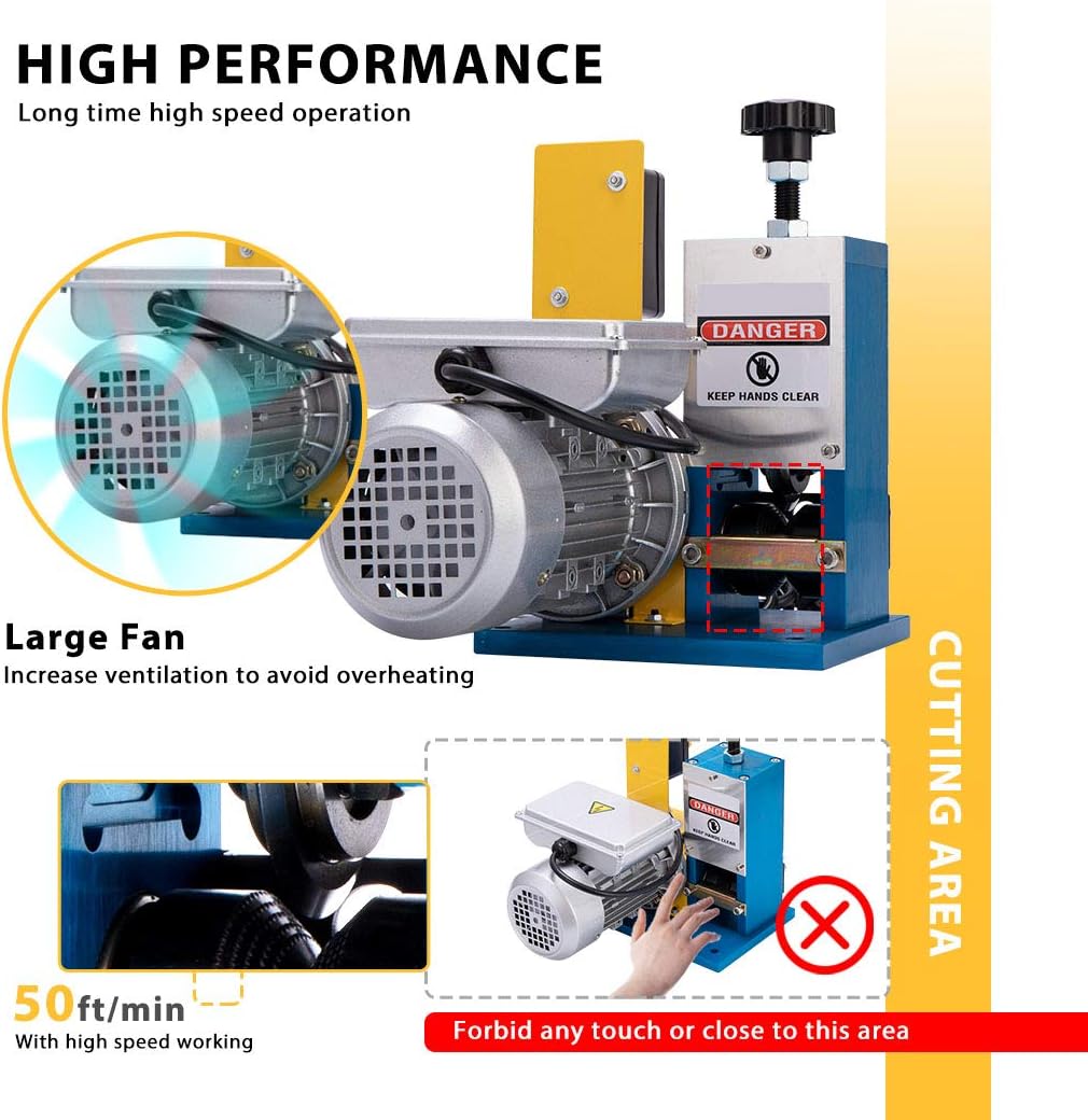 VIVOHOME Automatic Motorized Electric Wire Stripper 0.06-0.98 Inch Diameter Scrap Cable Stripping Machine with Elastic Work Gloves