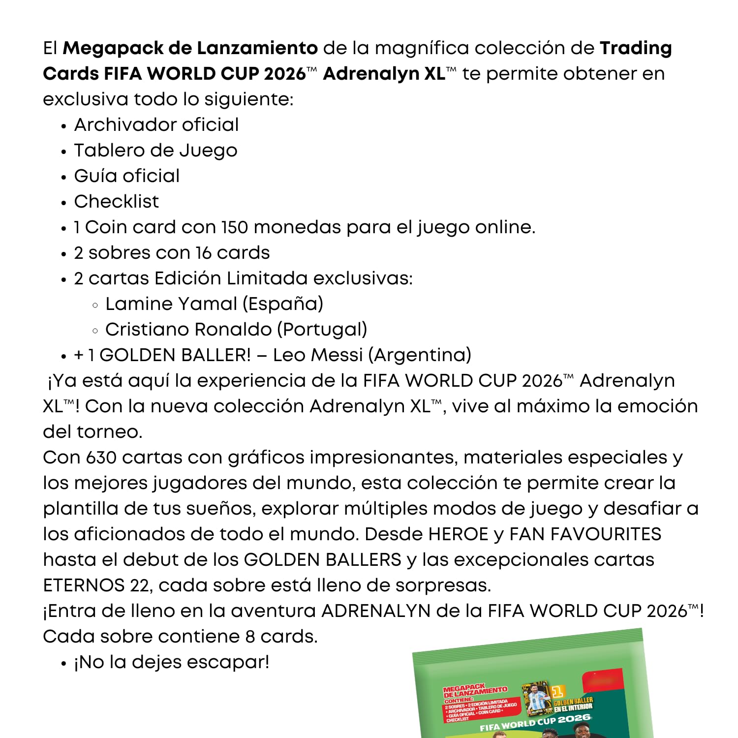 Panini Adrenalyn XL FIFA World Cup 2026™ Megapack de Inicio, Sobres de Cartas Coleccionables, Deck Box de Regalo, Ideal para Coleccionistas (Pro (+24 Sobres))