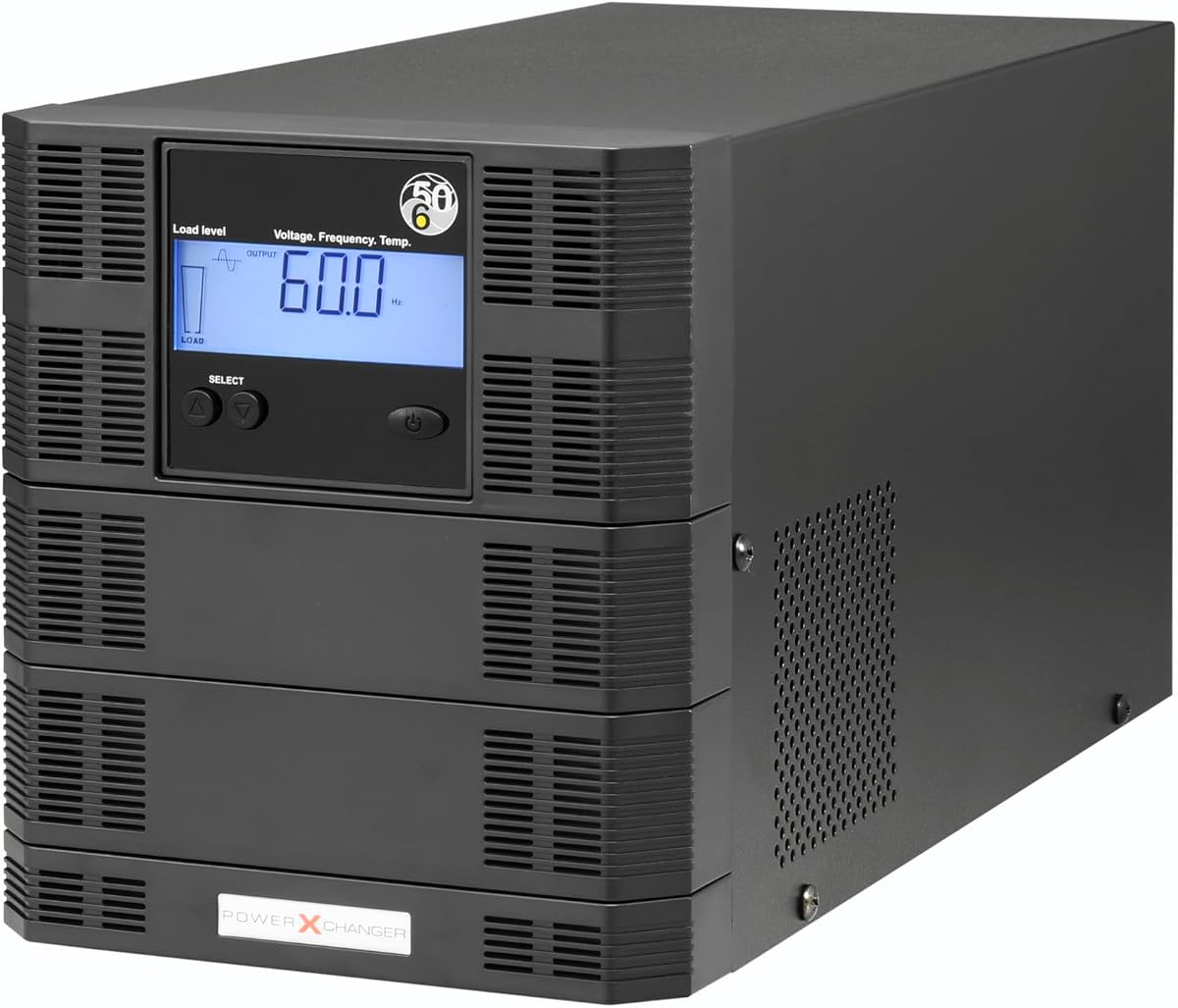 Convertidor de voltaje y frecuencia PowerXchanger EX Series, 900–2340W Reductor de onda sinusoidal pura 200–240V 50Hz a 120V 60Hz, diseño liviano y confiable, verdadero transformador de servicio continuo (900, Watts)