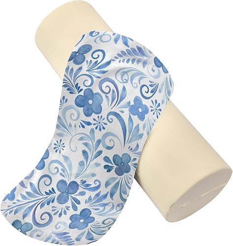 Miniatura 2 de Almohada de cuello redondo de flores de acuarela con funda extraíble lavable, almohada cervical que reduce la fatiga, almohada para soporte para