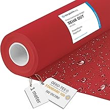 DreamRoots Waterproof Outdoor Fabric by the Metre 160 cm Width - Waterproof Outdoor Canvas 100% Polyester 600D 220 g/m² - Fabric by the Metre Furniture Red 1M