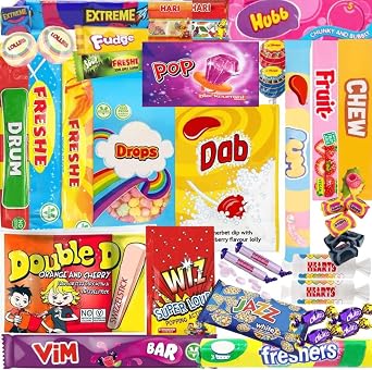 Retro Sweets Gift Box Hamper   Classic Nostalgic UK Sweet Selection in Letterbox Packaging   Variety Candy Treat Box for Adults & Kids, Birthday, Christmas, Fathers Day Gift