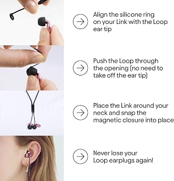 Loop Safety Connector - Genuine Connector Cord for Ear Plugs | Magnet-Resistant Safety Cord | Quiet/Engage/Experience - Worm Charcoal