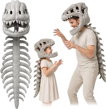 Dinosaur Skeleton Costume for Kids, 3D Plush Costume for Halloween Cosplay | Halloween ready, plush spine design, realistic dinosaur details and all-day comfort for parties, dress-up play and events
