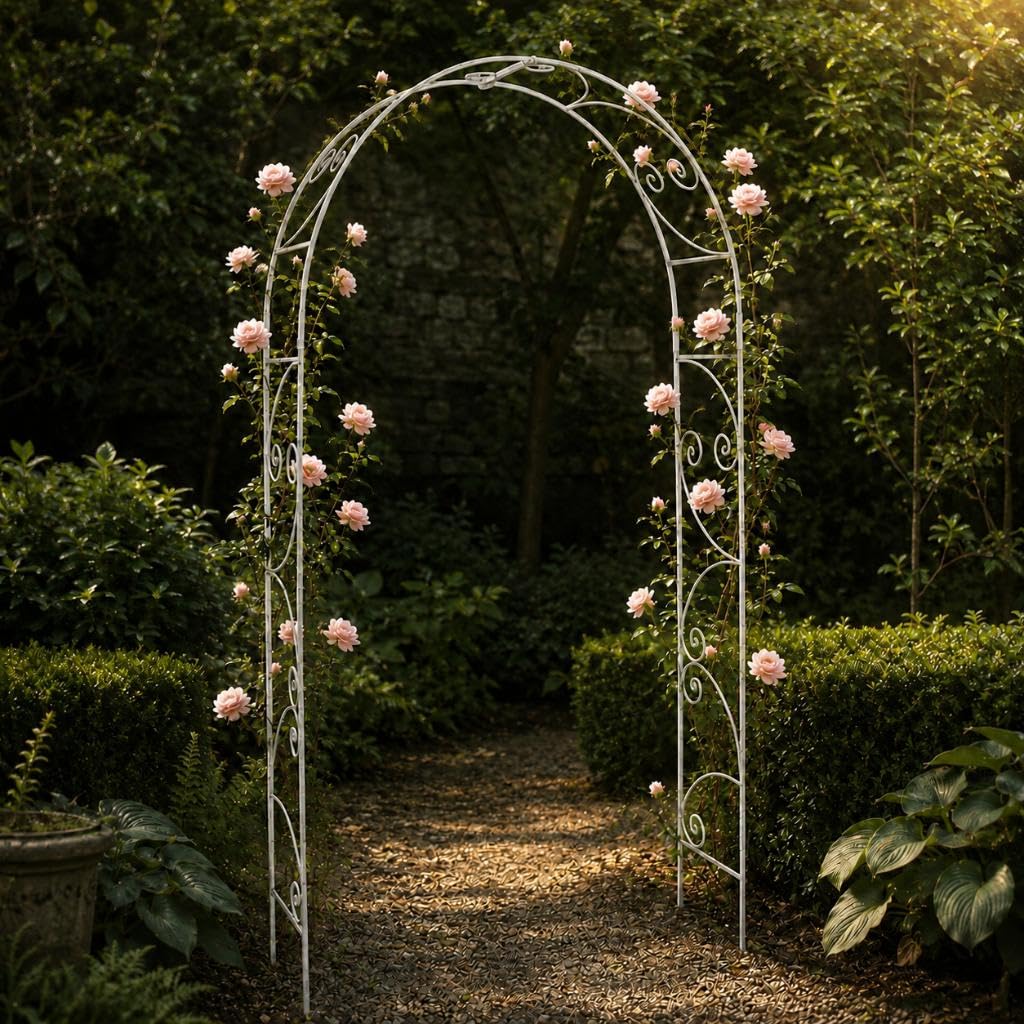 DanDiBo Arco per rose, zincato massiccio, 135 cm, resistente alle intemperie, 96518, arco rotondo, per rampicanti, zincato a caldo