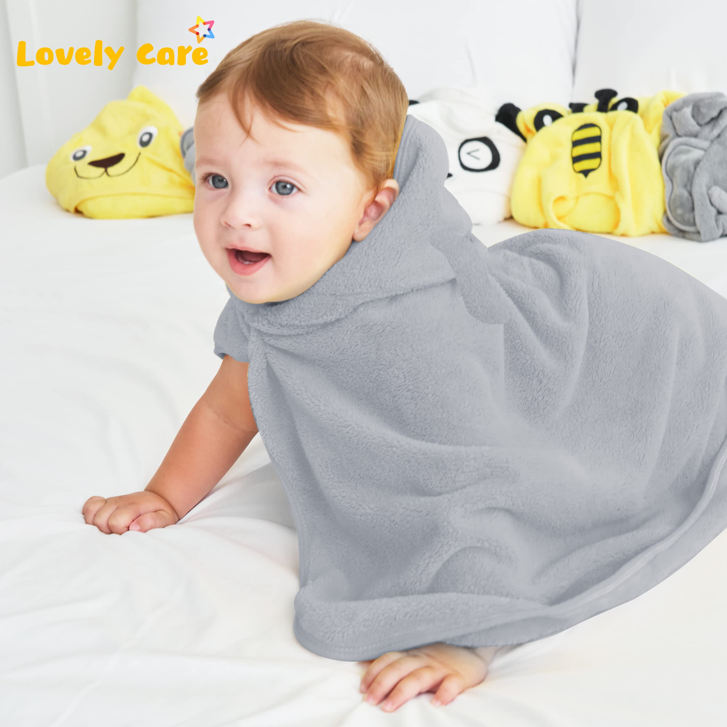 Lovely Care Paquete de 3 toallas de baño con capucha para bebé con 24 unidades para recién nacidos, bebés y niños, niños y niñas, artículo esencial de búsqueda de registro de bebés, pollo, oso, águila