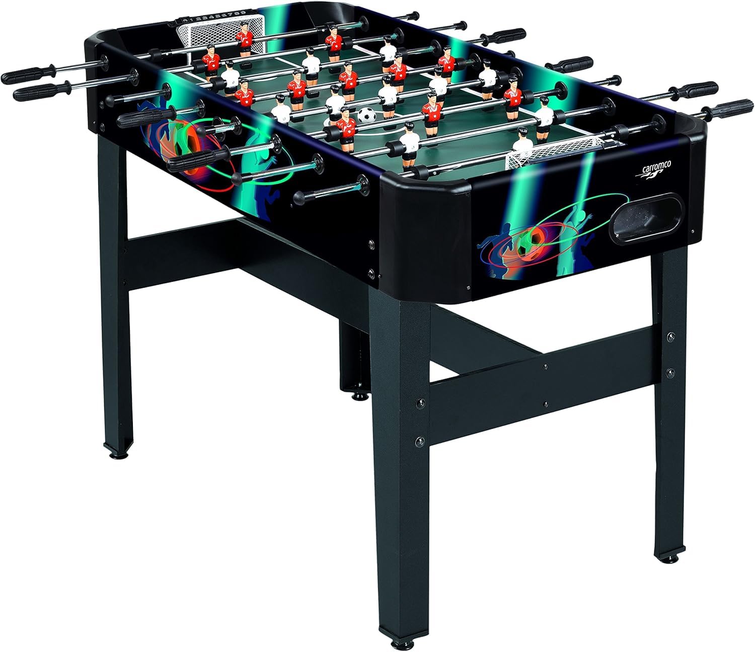 Carromco Tucana-XT Tischkicker in Schwarz | Kompakter Familien Kicker | STABILER FAMILIEN-KICKER 122x61x83cm: Kickertisch für Kinder, Jugendliche & Erwachsene. Inkl. 2 Bällen mit 32mm Durchmesser
