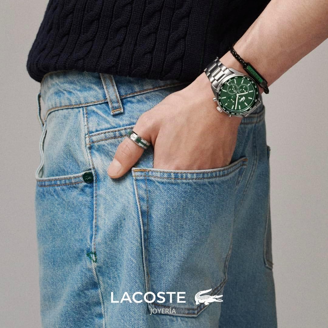 Lacoste Anillo para Hombre Colección BASELINE de acero inoxidable, diponible en versión plateada o en negro