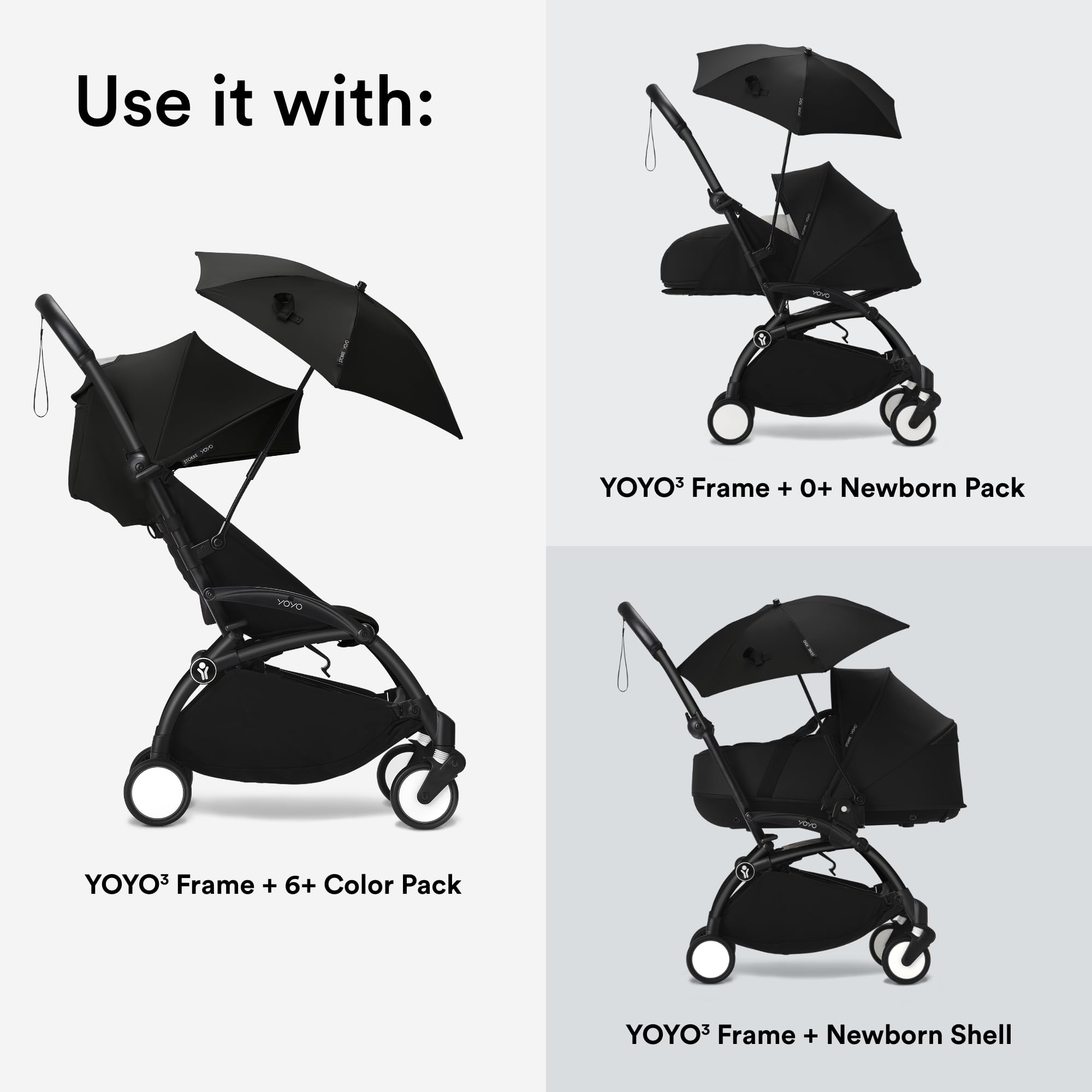 Stokke YOYO Parasol, Black, UPF 50+ Protection, Enhanced Opacity, Use on YOYO Stroller with 0+ Newborn Pack - Image 4
