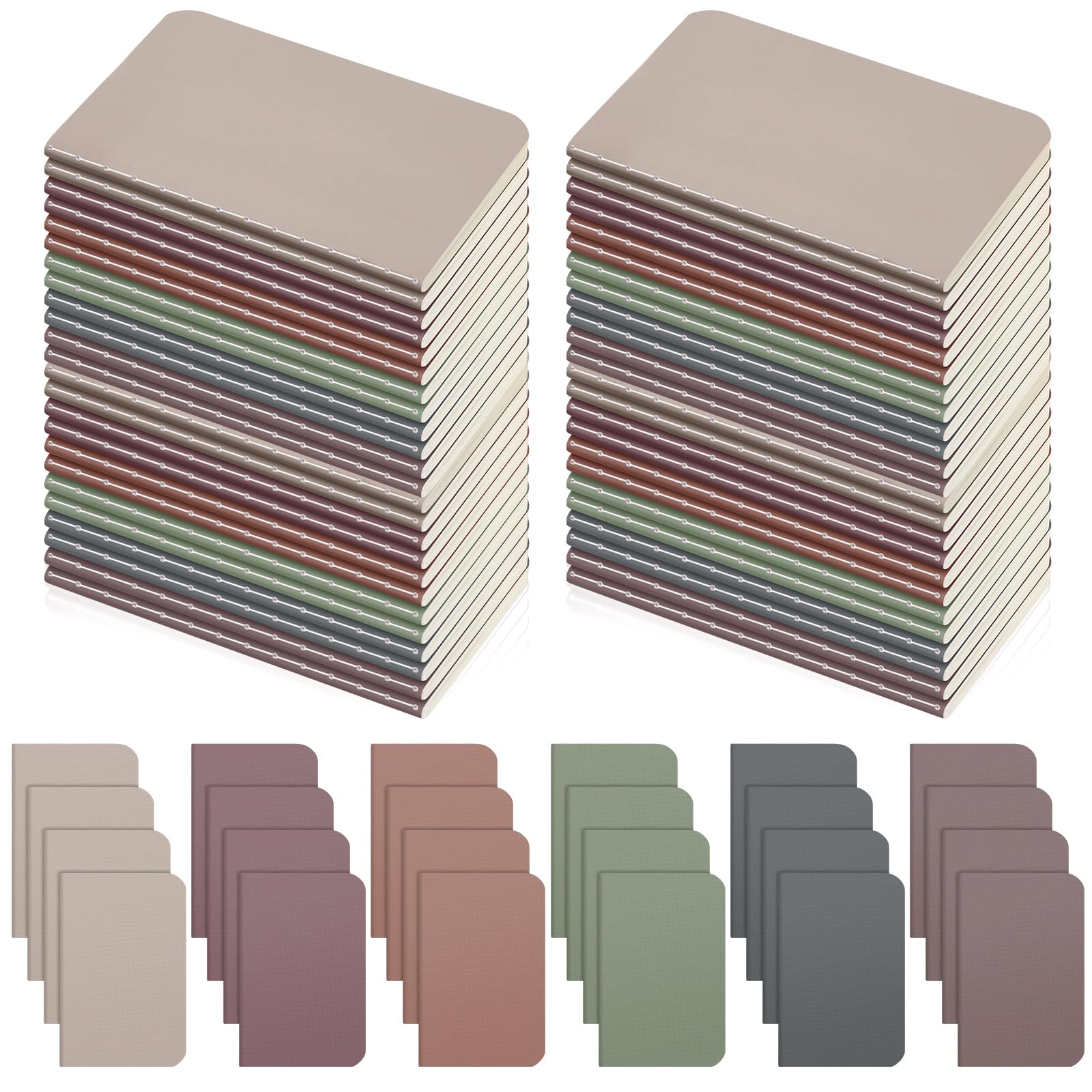 Qeeenar 60 Pcs Pocket Notebook Mini Journal Bulk, 2.5" x 4" Kraft Paper Small Lined Notepads Softcover Cute Memo Diary Subject Notepads for Kids