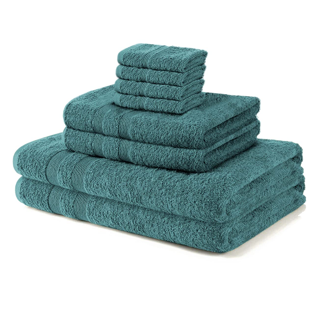 Vozbi Towels Set - (8 Pieces) 2 Bath Towels, 2 Hand Towels and 4 Washcloths - 500 GSM Egyptian Collection Towel Bale - Ring Spun Cotton Towel Set Kingfisher