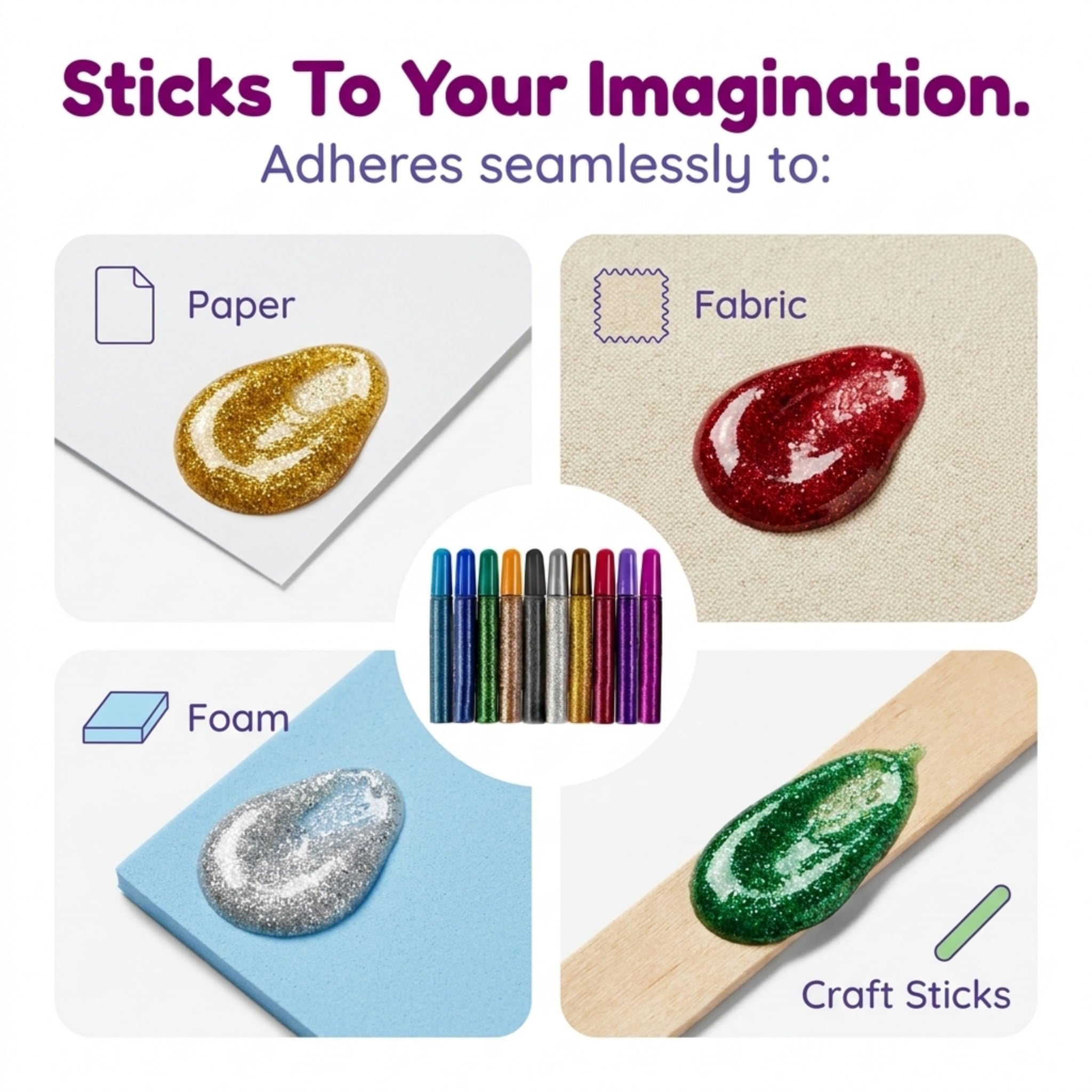 Glitter Glue Pens - 10 Pack for Crafts & Grad Caps -6