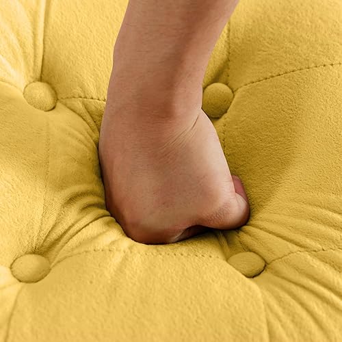 Miniatura 4 de Setawix Otomana de terciopelo para dormitorio, mesa auxiliar tapizada, taburete de tocador con botones, taburete otomano para sala de estar, asiento