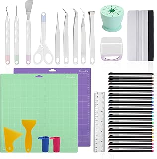43PCS Ultimate Accessories Bundle for Cricut Maker Machine & All Explore Air, Cricut Vinyl Beginner Bundle Tool Kit, Craft Weeding Set for Starters, Pros & Skilled Crafters