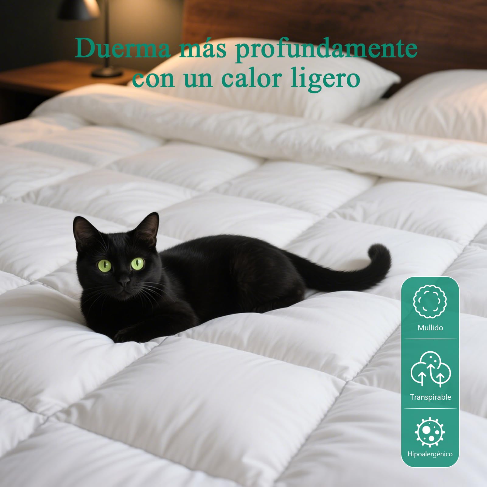 APSMILE Edredón Plumas y Plumón, Relleno Nórdico Invierno, 155x220cm | 100% Algodón Egipcio, Cama 90, Extra cálido 600gr/m², Esponjoso y Lujoso, Lavable, Oeko-Tex y DOWNPASS, Apto para alérgicos