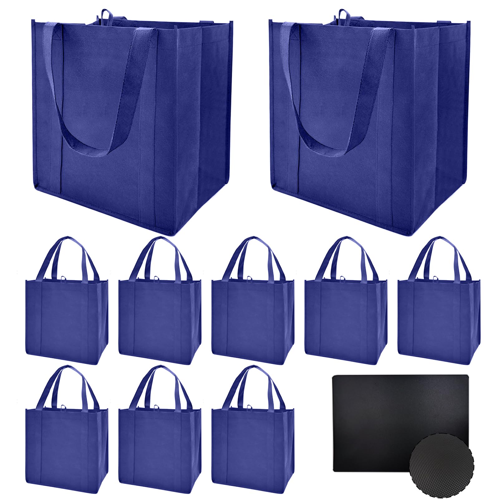 HorYg 10 Pack Reusable Reinforced Handle Grocery Bags-Each with Thickened Bottom Board,Heavy Duty Large Shopping Totes,Load Capacity Over 45 Pounds,