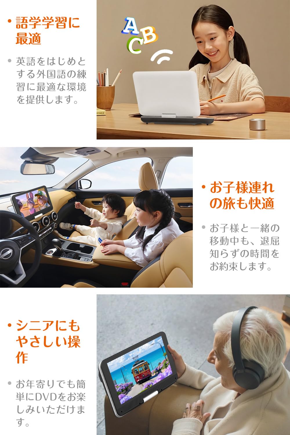 ポータブルDVDプレイヤー 12.5型 10.5インチ液晶。保護フィルム