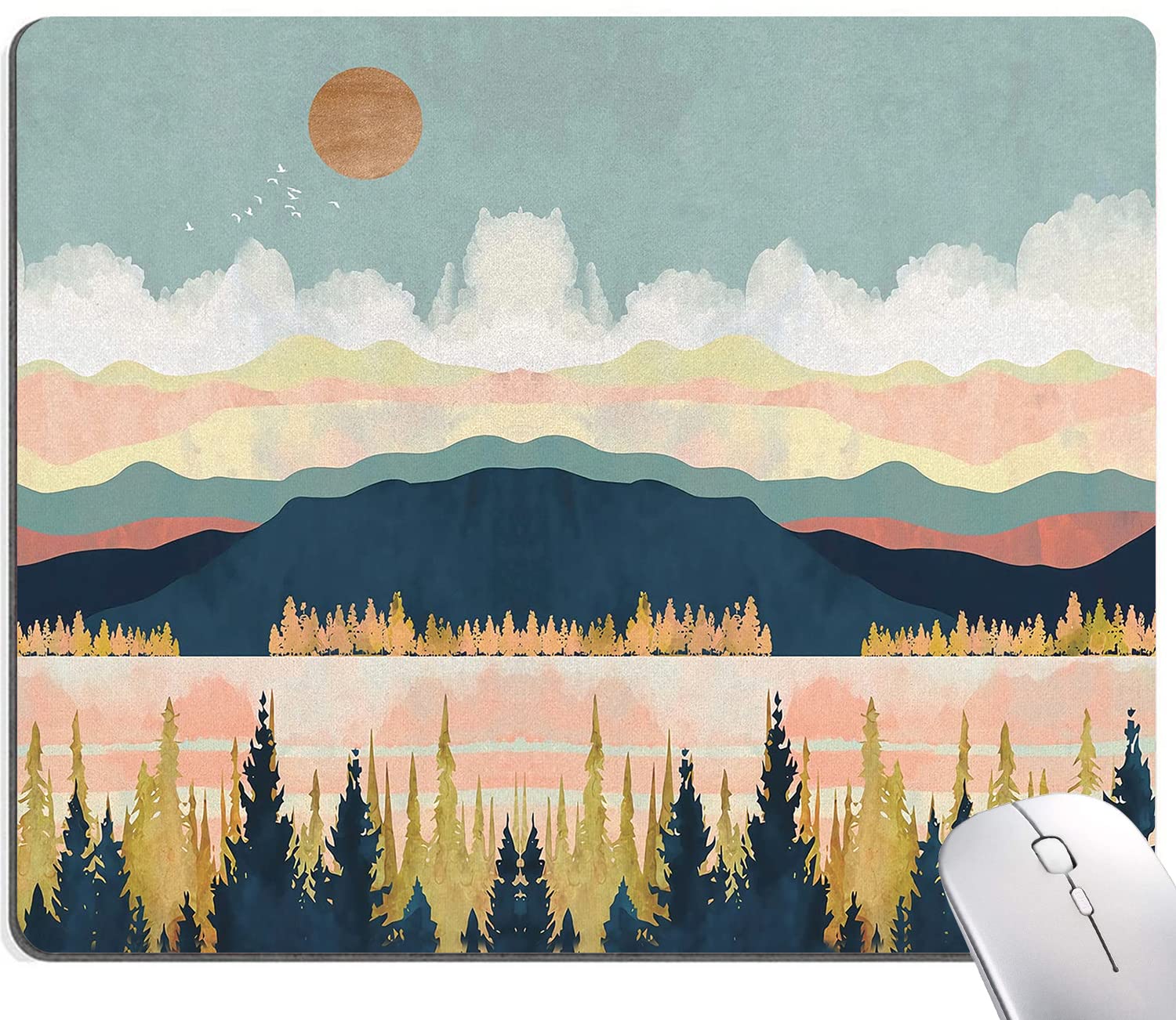 SANWUMIAN Mouse Pad, Abstract Landscape Mouse Pad, Square Mouse Mat Waterproof Mousepad Non-Slip Rubber Base Mouse Pads for Office Laptop, Modern Art