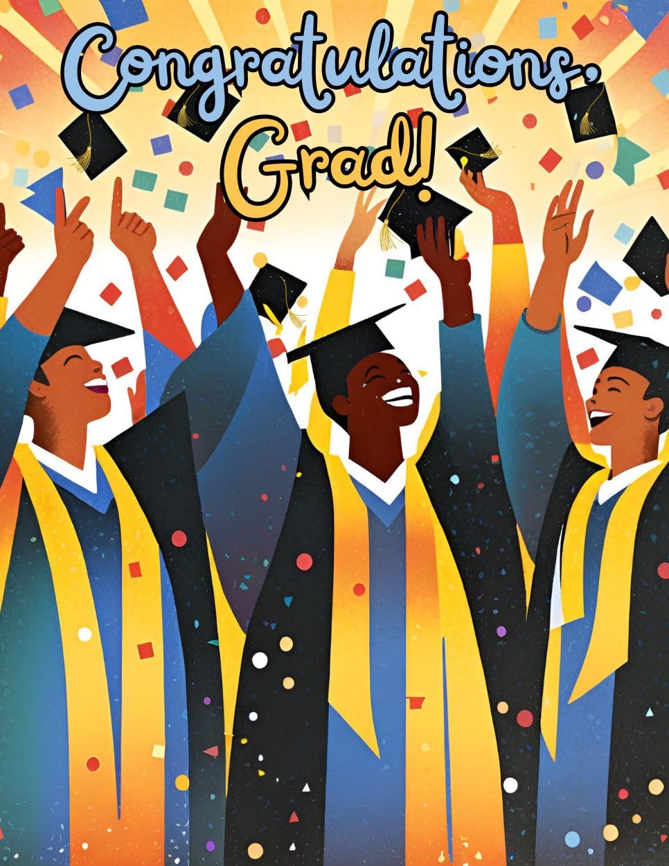 Greeting Card Flip Your Tassel To The Side - Let Your Heart Fill Up With Pride - Congratulations Graduate Graduation (Black African American)
