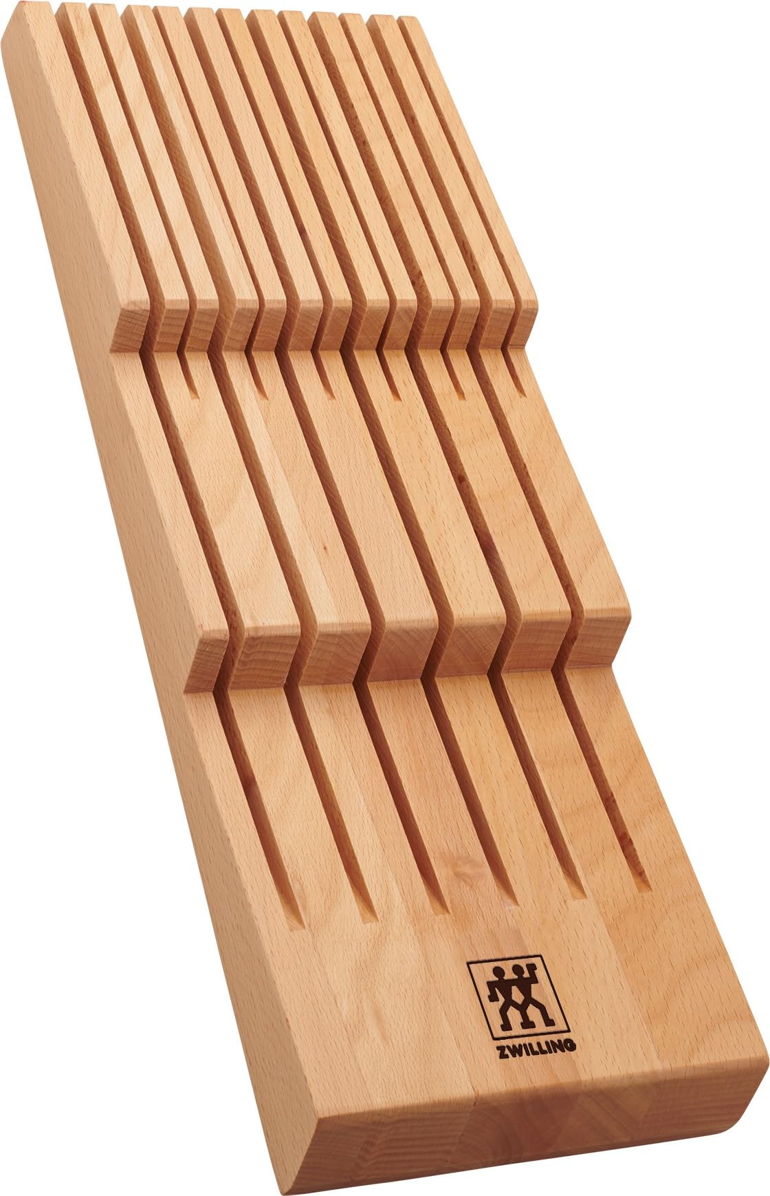 ZWILLING Schubladeneinsatz für 12 Messer – Messerhalter aus Buchenholz, 41 x 15,5 x 4,8 cm, Natur