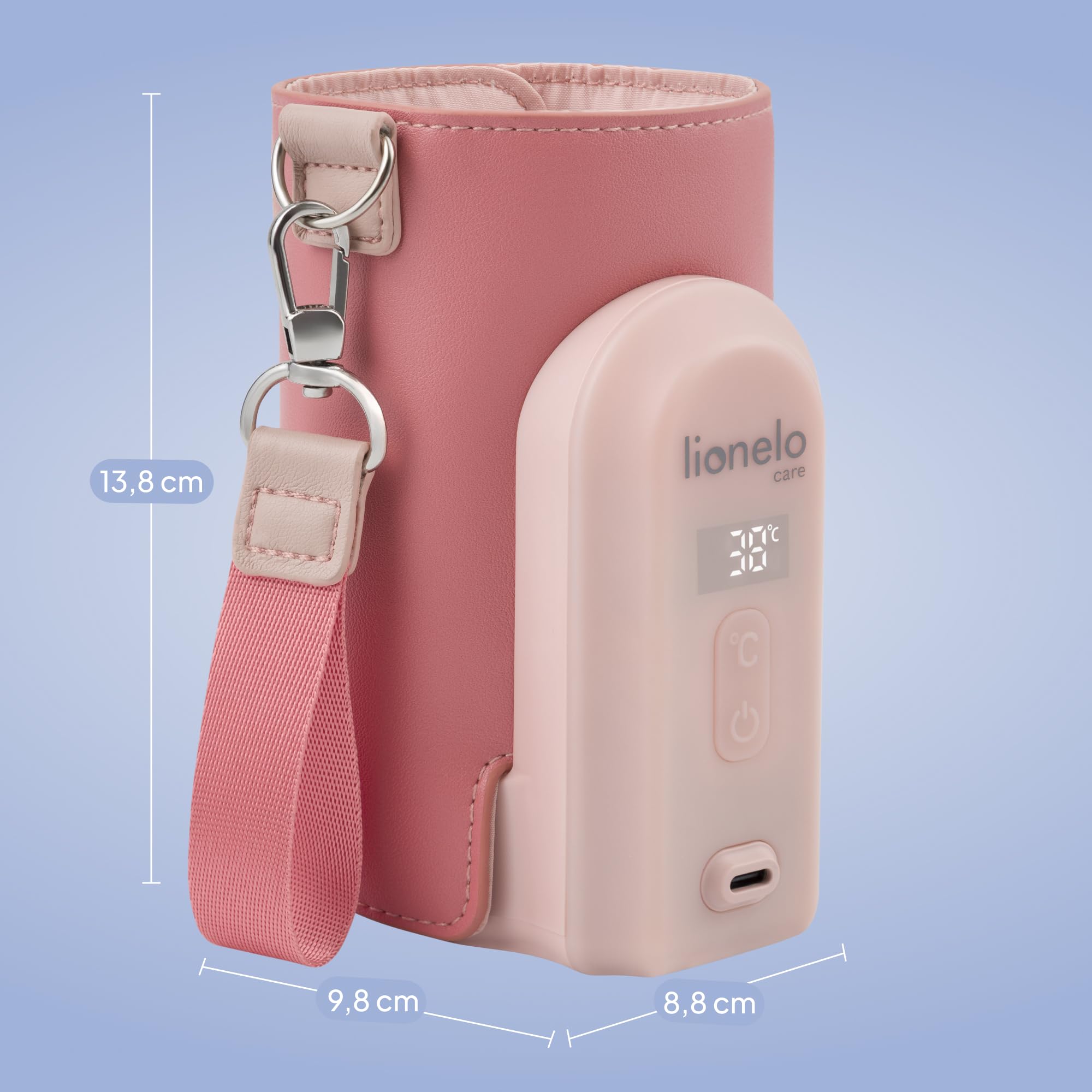 LIONELO Thermup Go Evo Scaldalatte Portatile per biberon per Neonati, Mantiene Liquidi caldi, 5 Temperature operative da 38 a 50°C Ricarica USB-C, Fino a 9 Ore di Funzionamento