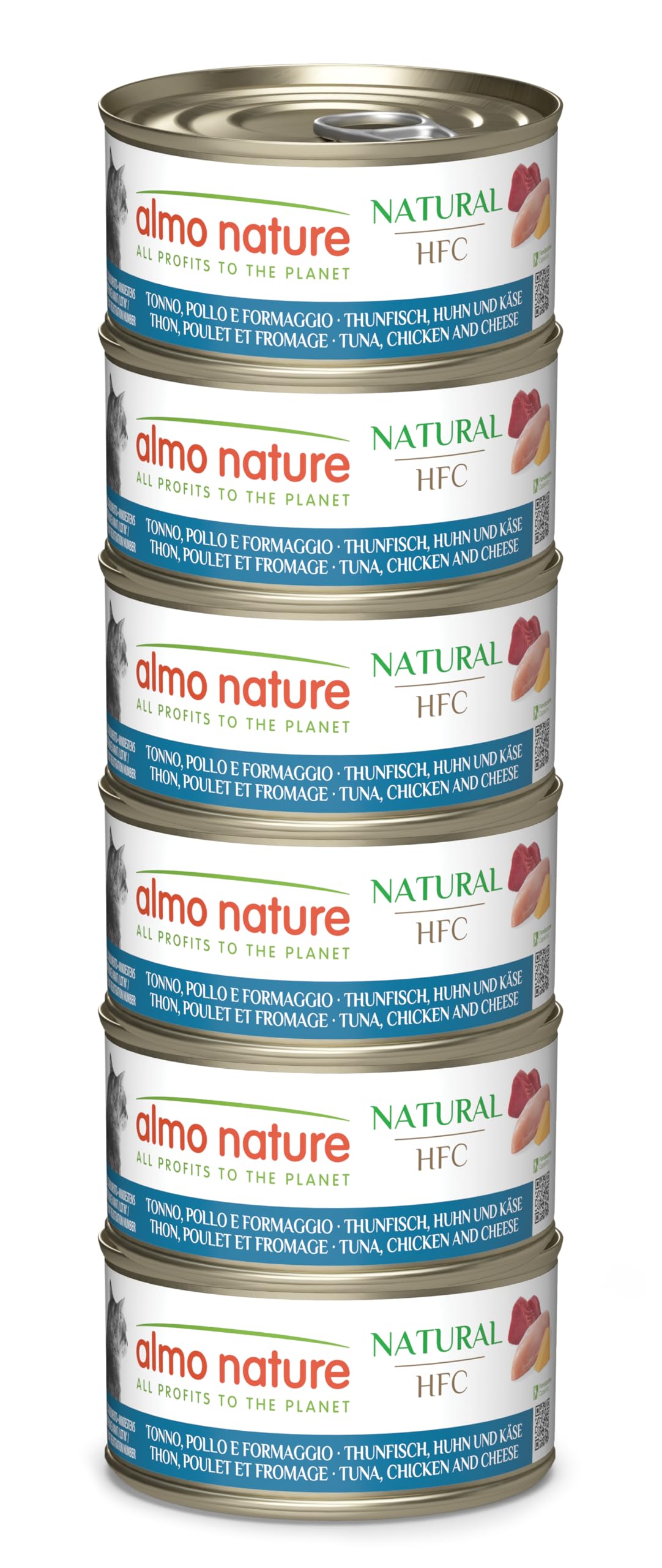 Almo Nature 70G Almo Nature Hfc Natural Cans Saver Pack For Cats 24 X 70G - Tuna, Chicken & Cheese - Natural
