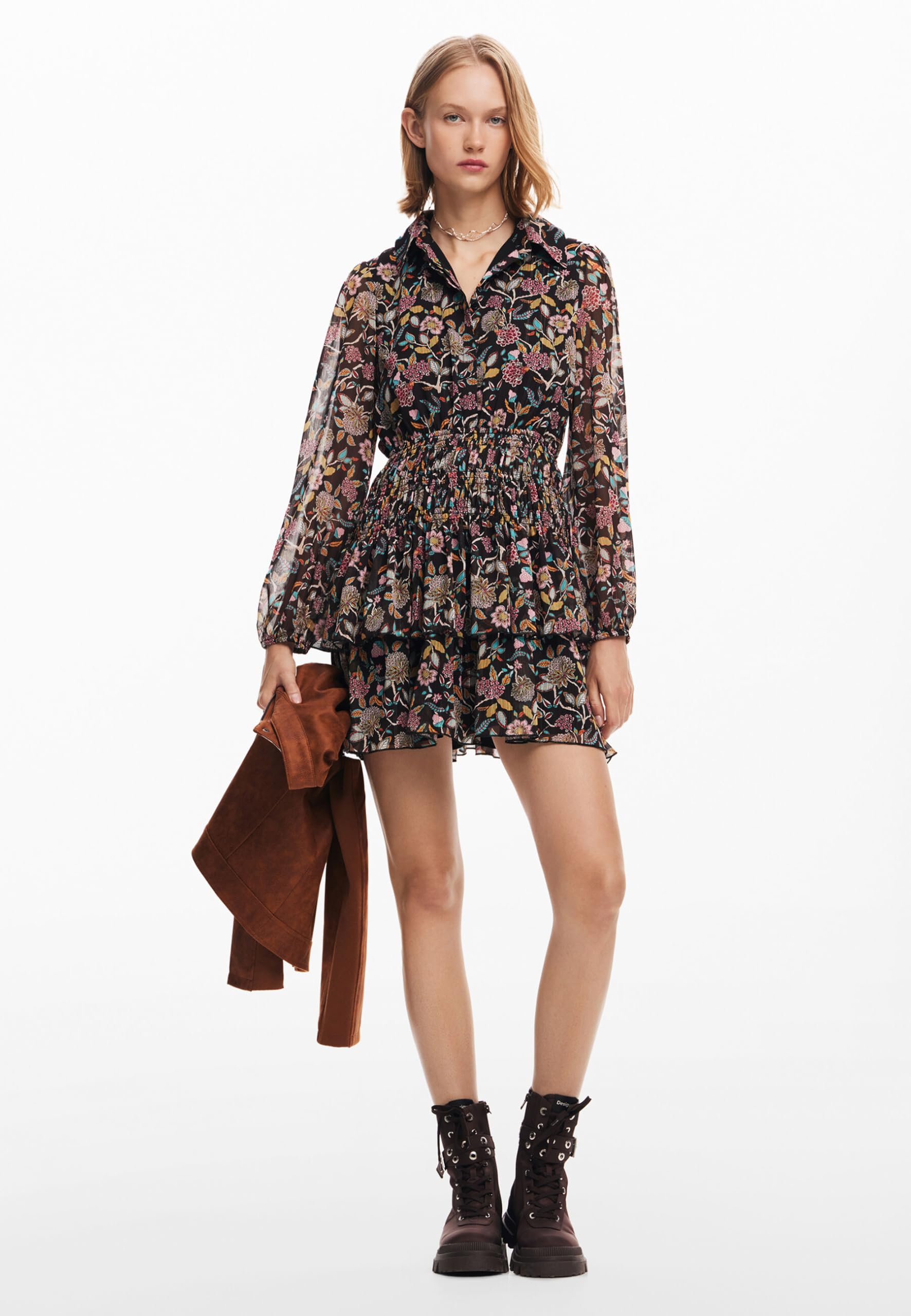 Desigual Robe Tissée À Manches Longues pour Femme Robe Femme