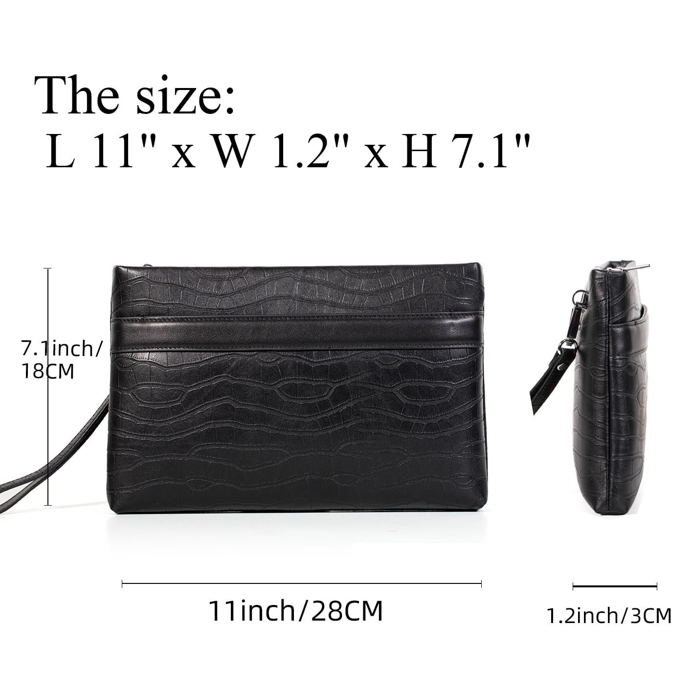 Pochette in vera pelle per uomo borsa da polso borsa da lavoro grande portafoglio borsa busta