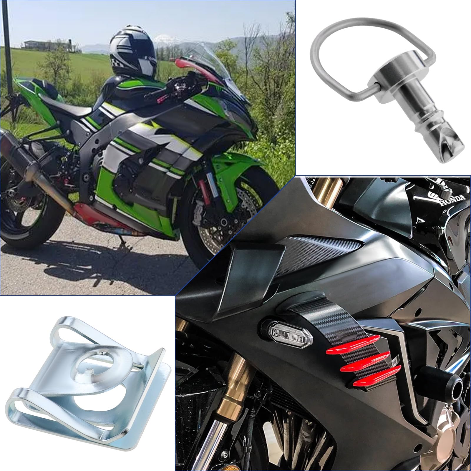 2 Juegos De Soportes De Carenado De Moto Con Anillo En D De 17 Mm, Liberación Rápida 1/4 De Vuelta, Acero Inoxidable, Incluye Arandelas De Plástico, Para Carreras Y Modelos Deportivos