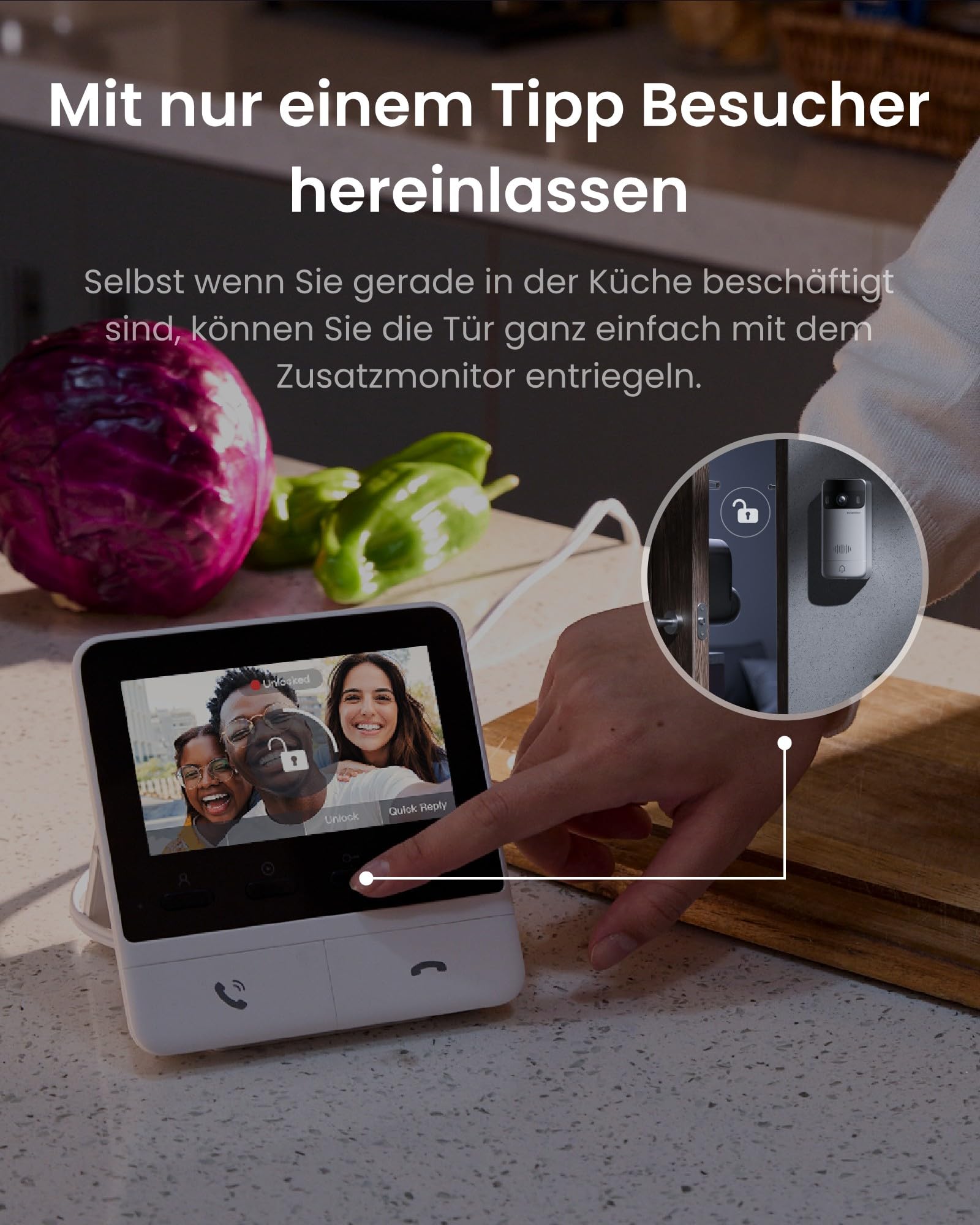 SwitchBot 4,3'' Erweiterter Monitor für Smarte Video-Türklingel, Monitor für Gegensprechanlage