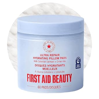 First Aid Beauty Daily Facial Treatment Pads, AHA Exfoliating, Hydrating Barrier Support & Salicylic Acid Acne Pads, Sensitive Skin Safe