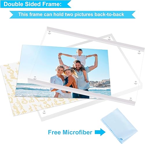 Miniatura 3 de JUOIFIP Paquete de 5 marcos de fotos de acrílico transparente de 6 x 8 pulgadas, marcos magnéticos con caja de regalo, marcos de fotos acrílicos de