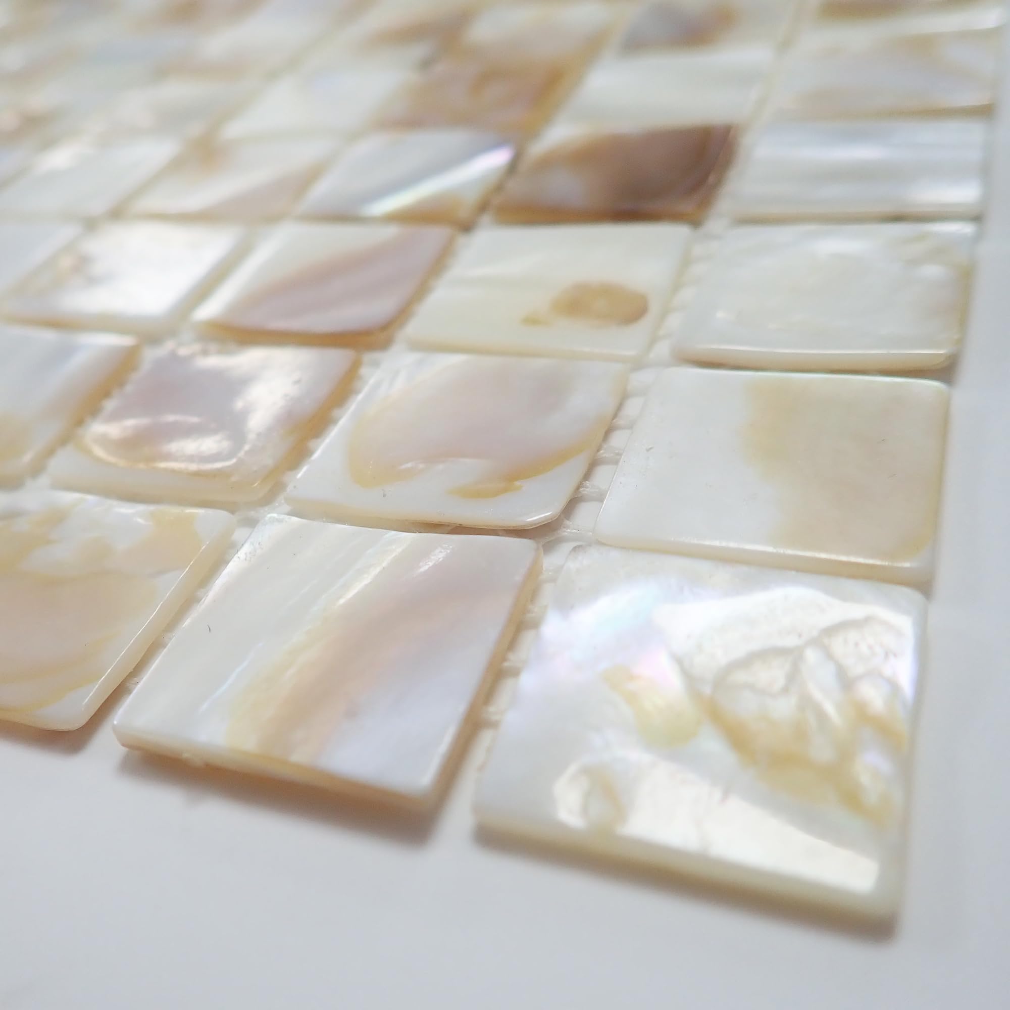 Incudo Natural Mother of Pearl Square Mosaic Tile - 305x305mm, Mesh Backing - Image 2
