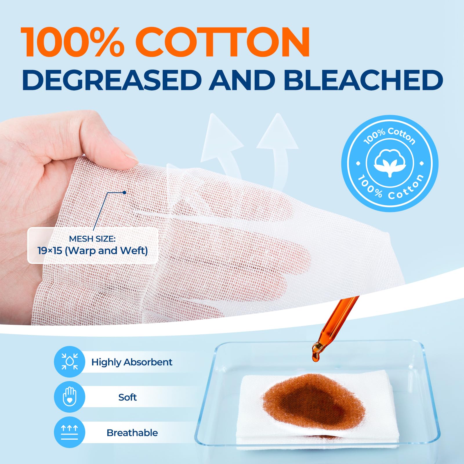 Kingstar 200 Count 4x4 Inch Gauze Sponges 8-Ply — Amazon image 2