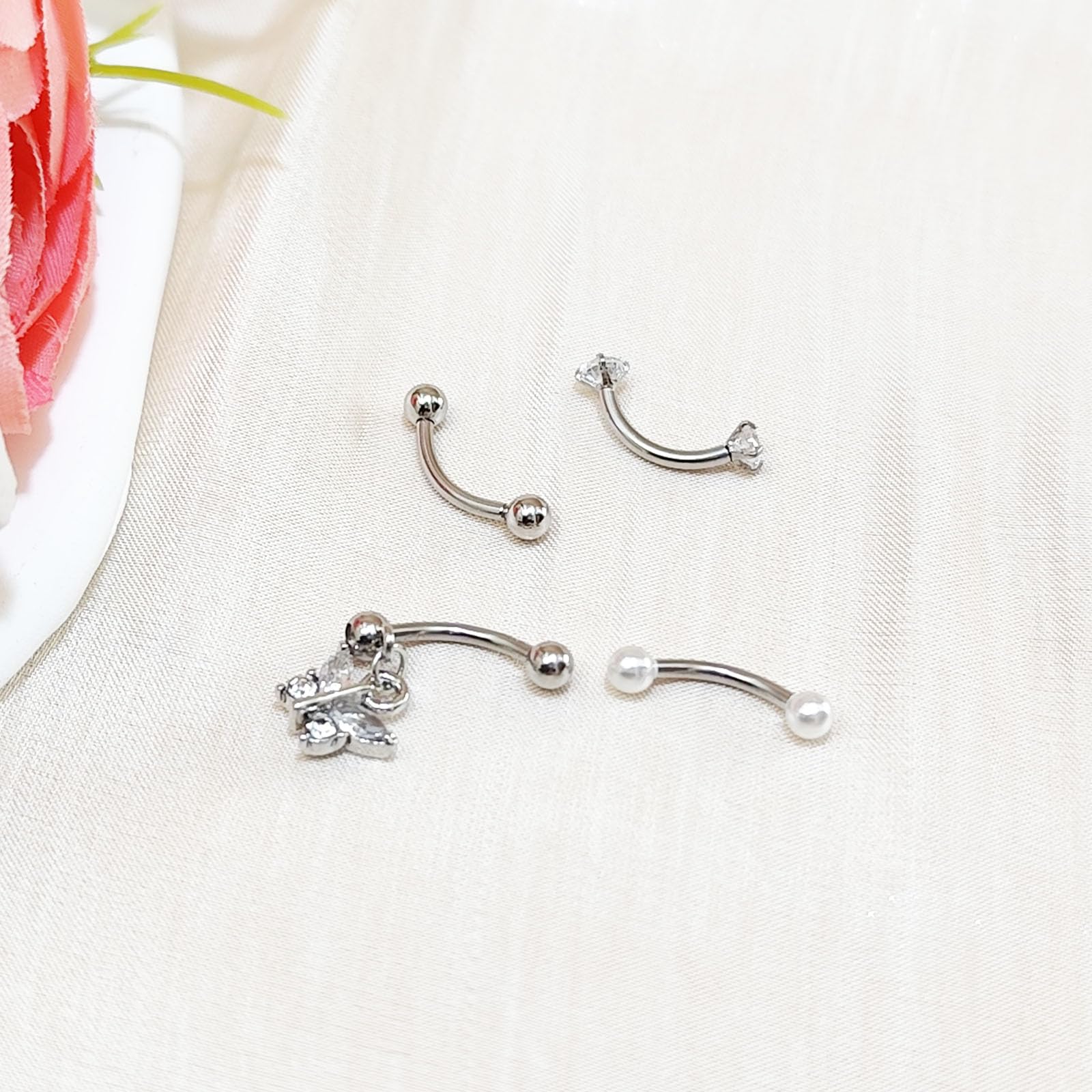 Zakrzywiona sztanga brwi warga pierścień wieża stokrotka helix pręty 8 mm stal nierdzewna 16G piercing banan srebrny złoty