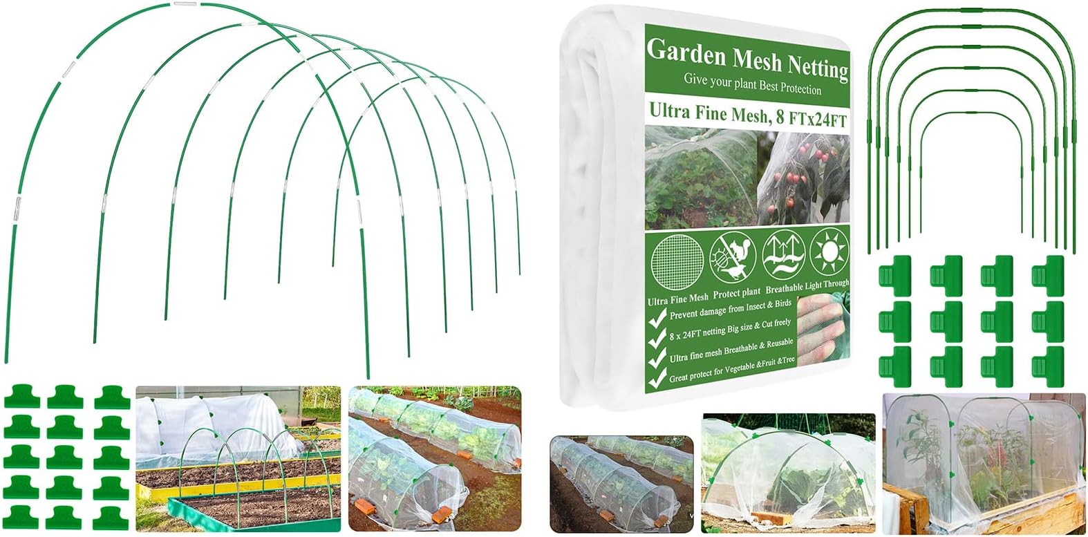 Amazon.com : Garden Mesh Netting Kit, Plant Cover 8x24Ft Ultra Fine ...