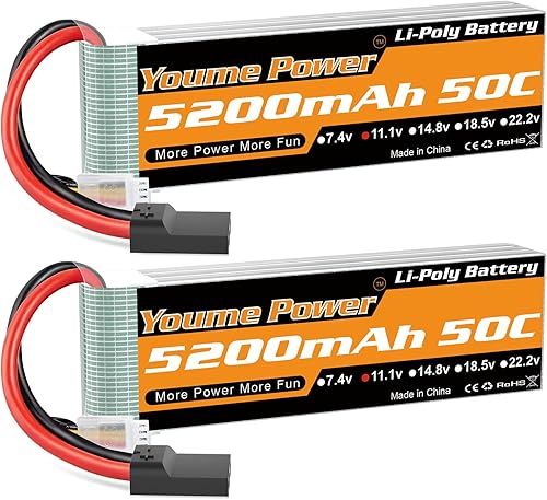 3S Lipo Batería 5200mAh Shorty 11.1V RC Batería 50C con enchufe TR, funda suave compatible con escala 18 110 RC coche, camión, vehículo, tanque,