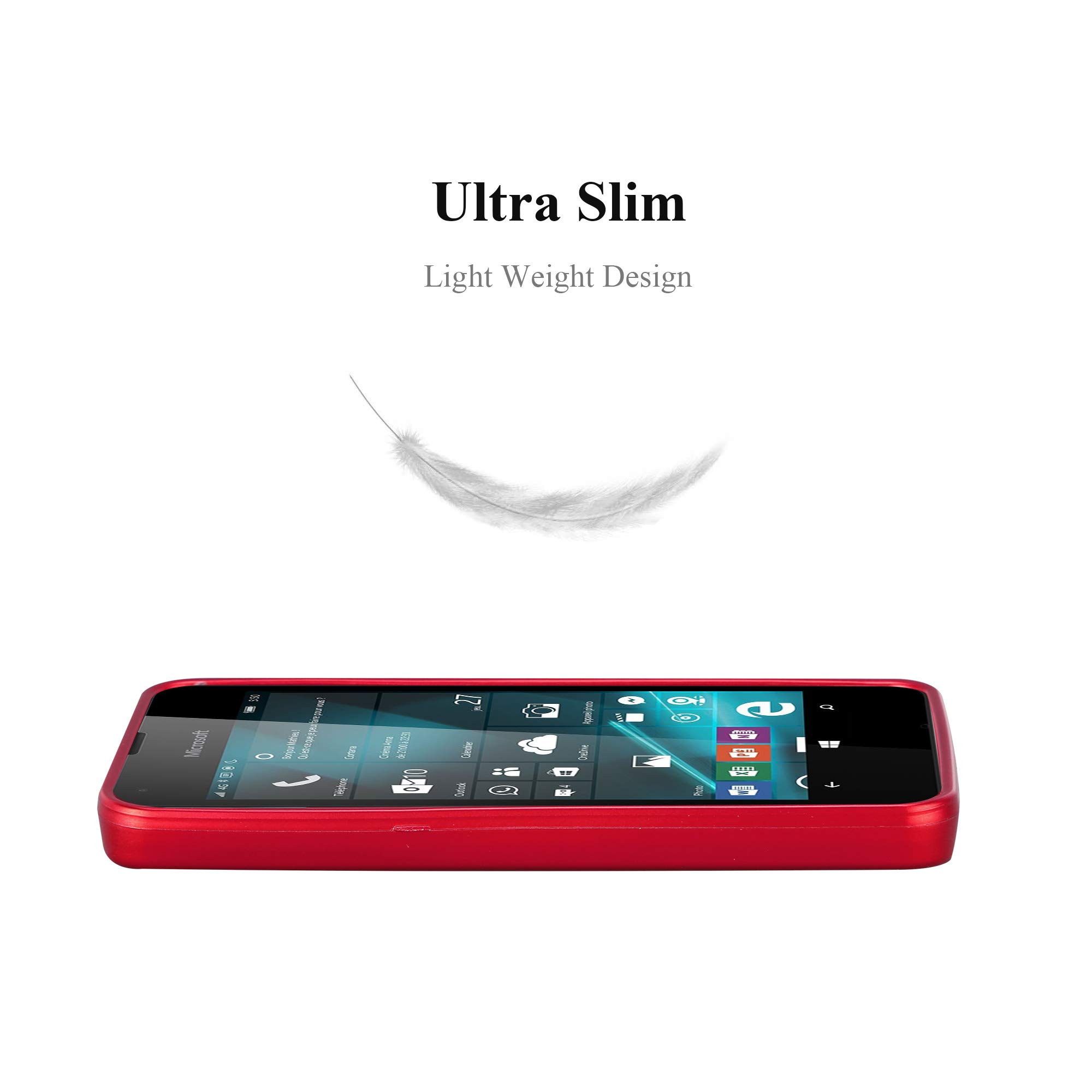 Custodia Cadorabo Per Nokia Lumia 550 – Rossa Metallizzata, Cover In Silicone TPU Morbida E Sottile