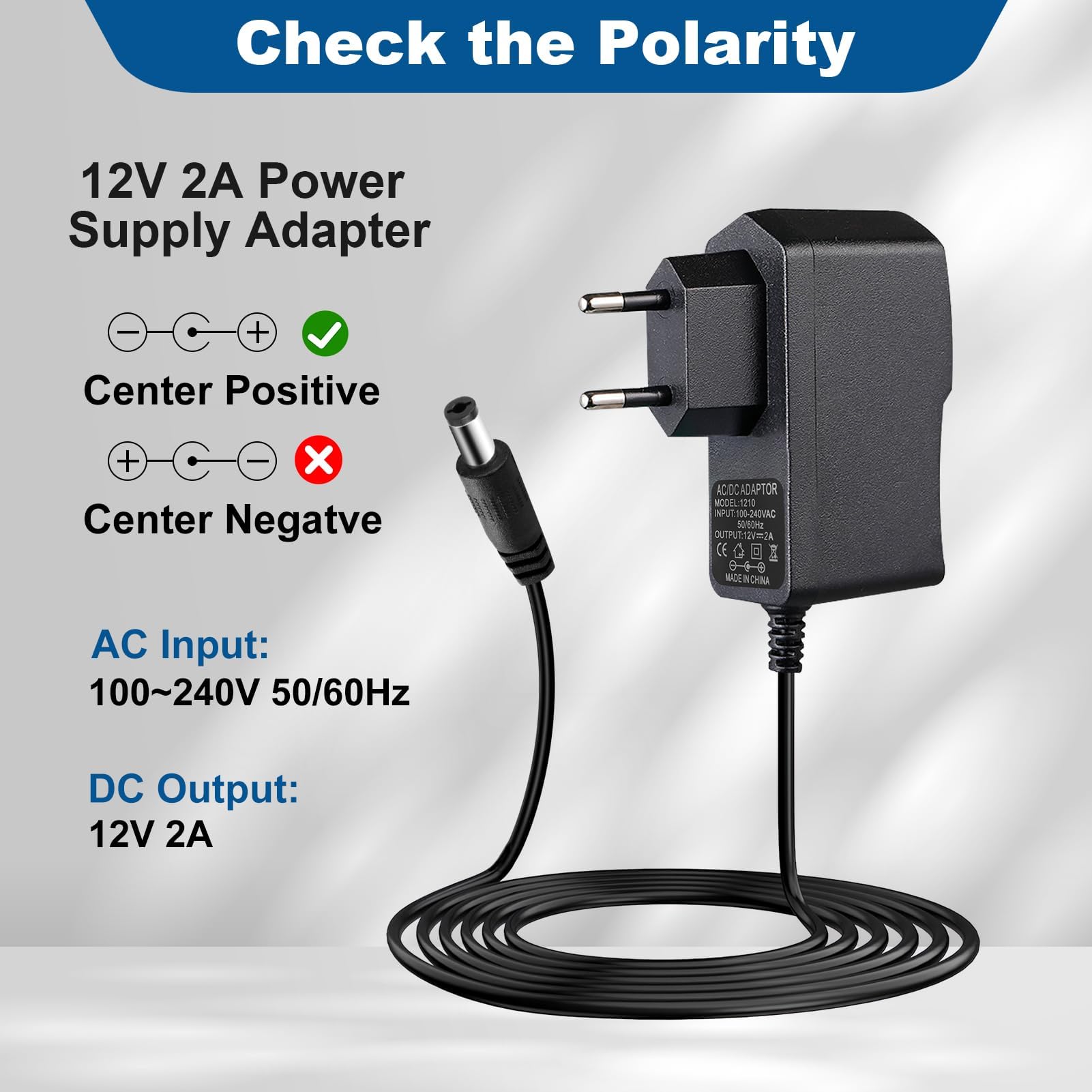 Fuente de Alimentación Universal 12V 2A, AC DC Adaptador con 9 DC Enchufes, Power Supply 100-240V 50/60Hz, Cargador DC 5.5mm X 2.1mm para Tiras LED Cámara CCTV Router WLAN Ventilador Caso Caja de TV — view 4