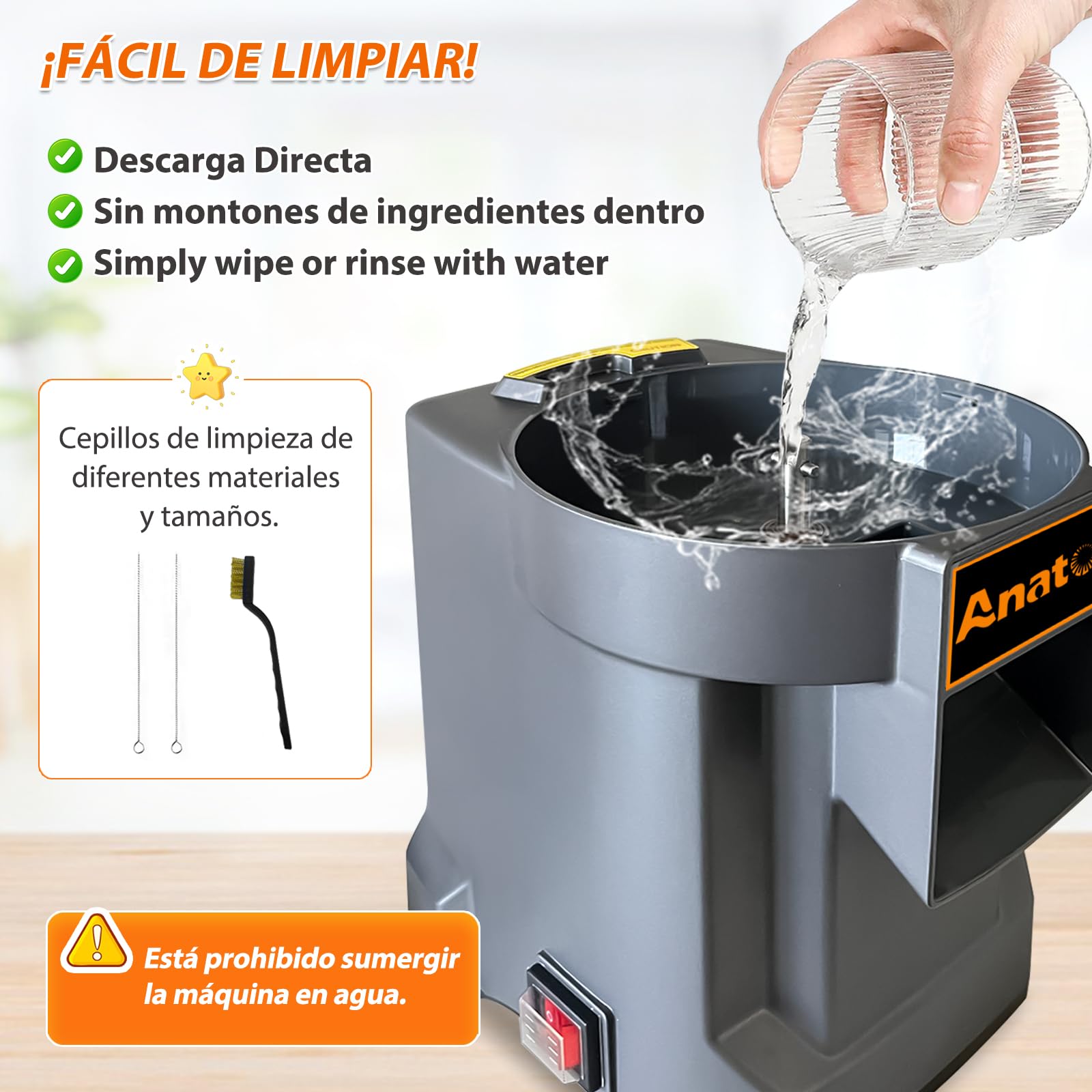 Anatole Cortador de Verduras en Cubos Eléctrico Comercial con 3 Cuchillas | 9mm/ 12mm/ 16mm Cuchillas de Acero Inox, para Patata Zanahoria Pepino Cebolla Fruta, para Restaurante Hotel Hogar, 100W 220V